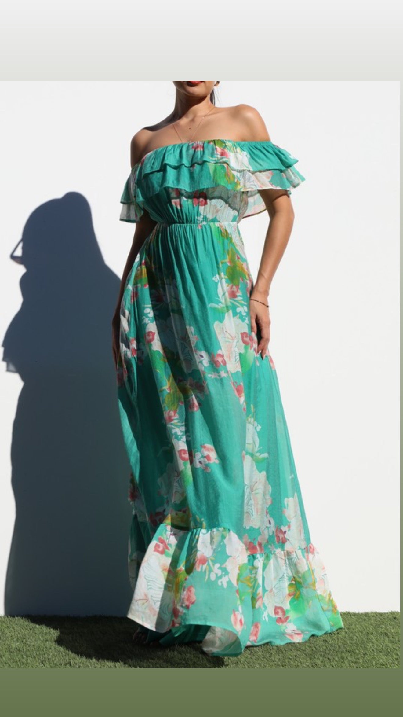 Jade Off Shoulder Maxi Dress