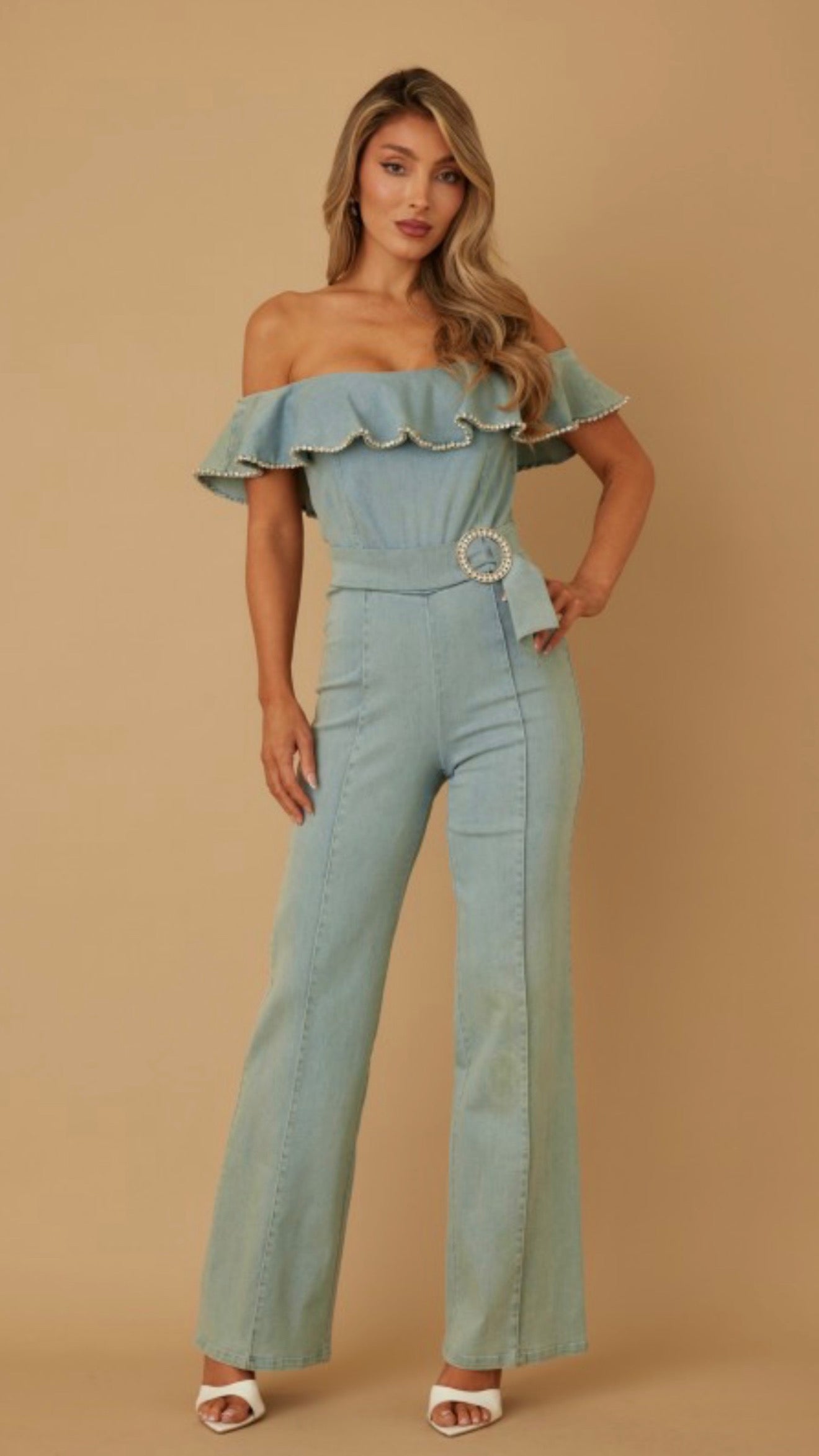 Delina Dark Blue Denim Jumpsuit