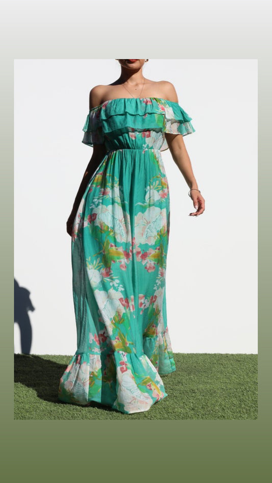 Jade Off Shoulder Maxi Dress