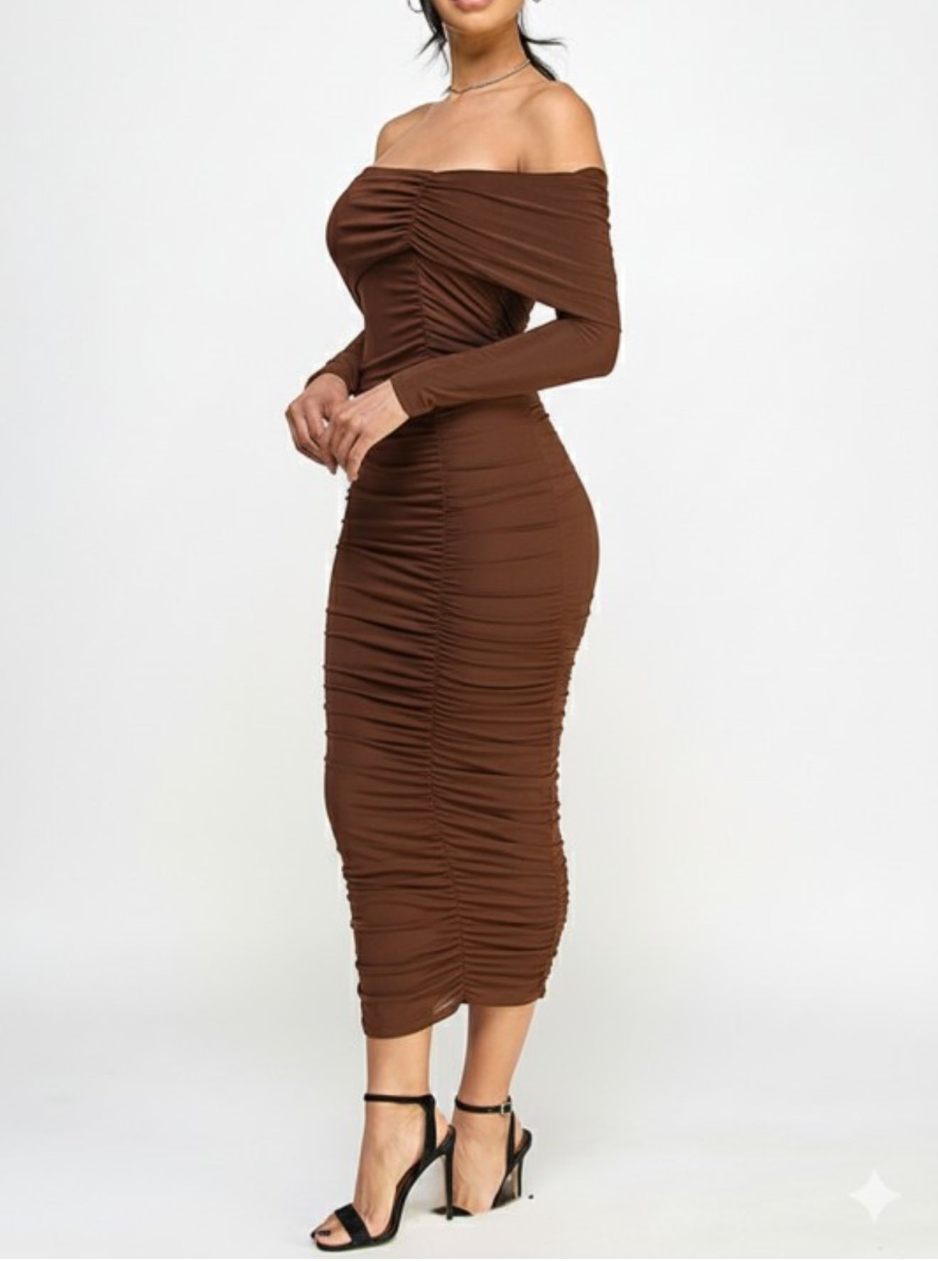 Kamila Ruched Brown Dress