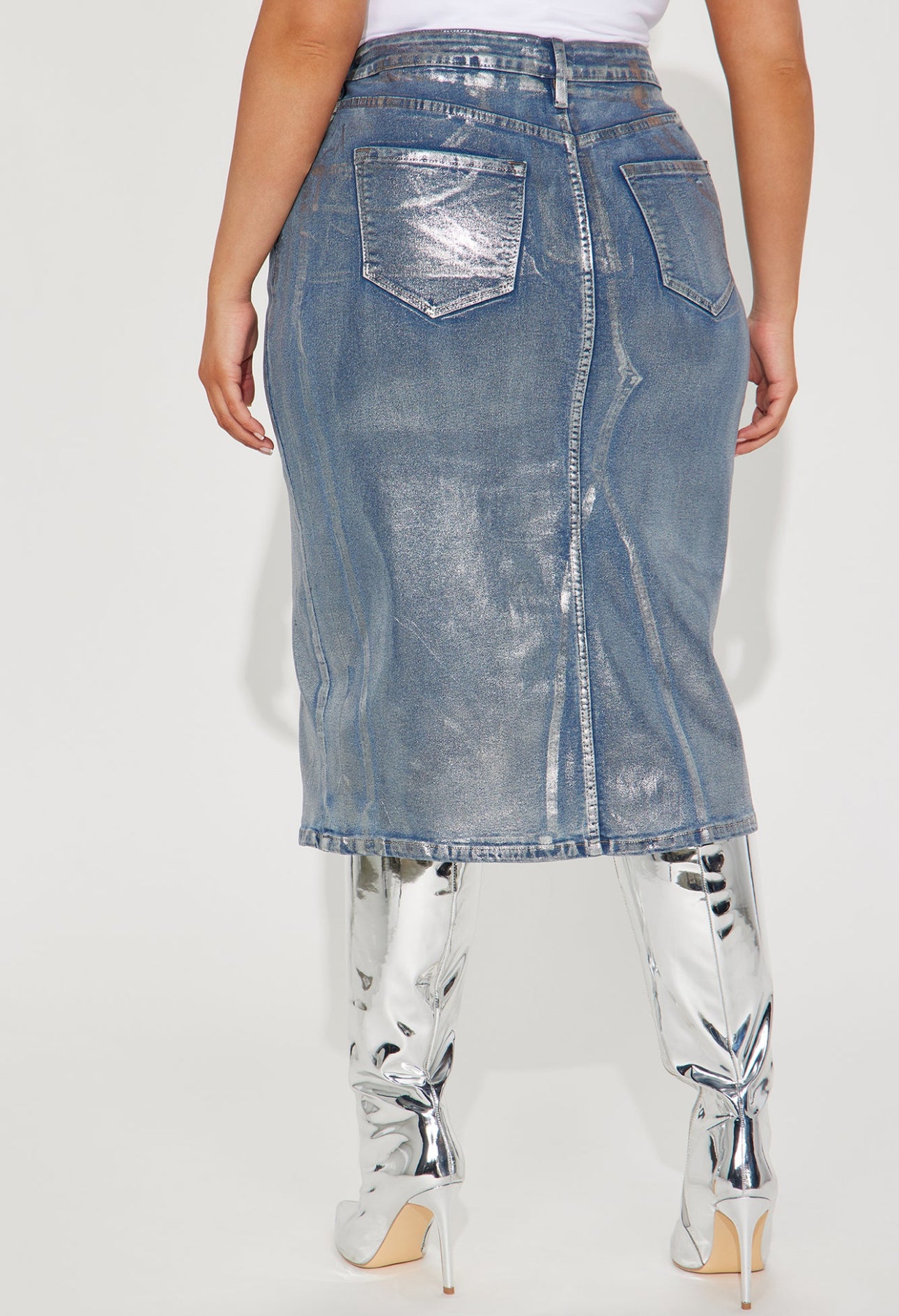Metallic Fashion Denim Skirt