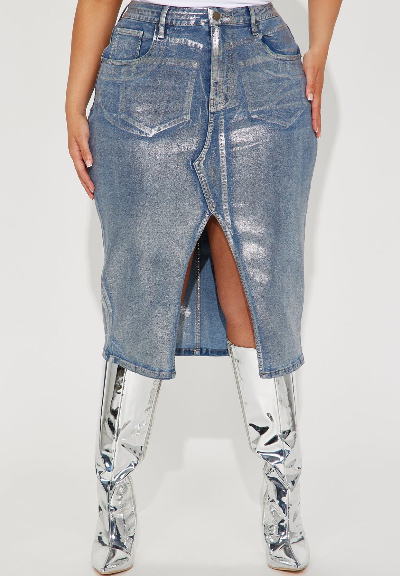 Metallic Fashion Denim Skirt