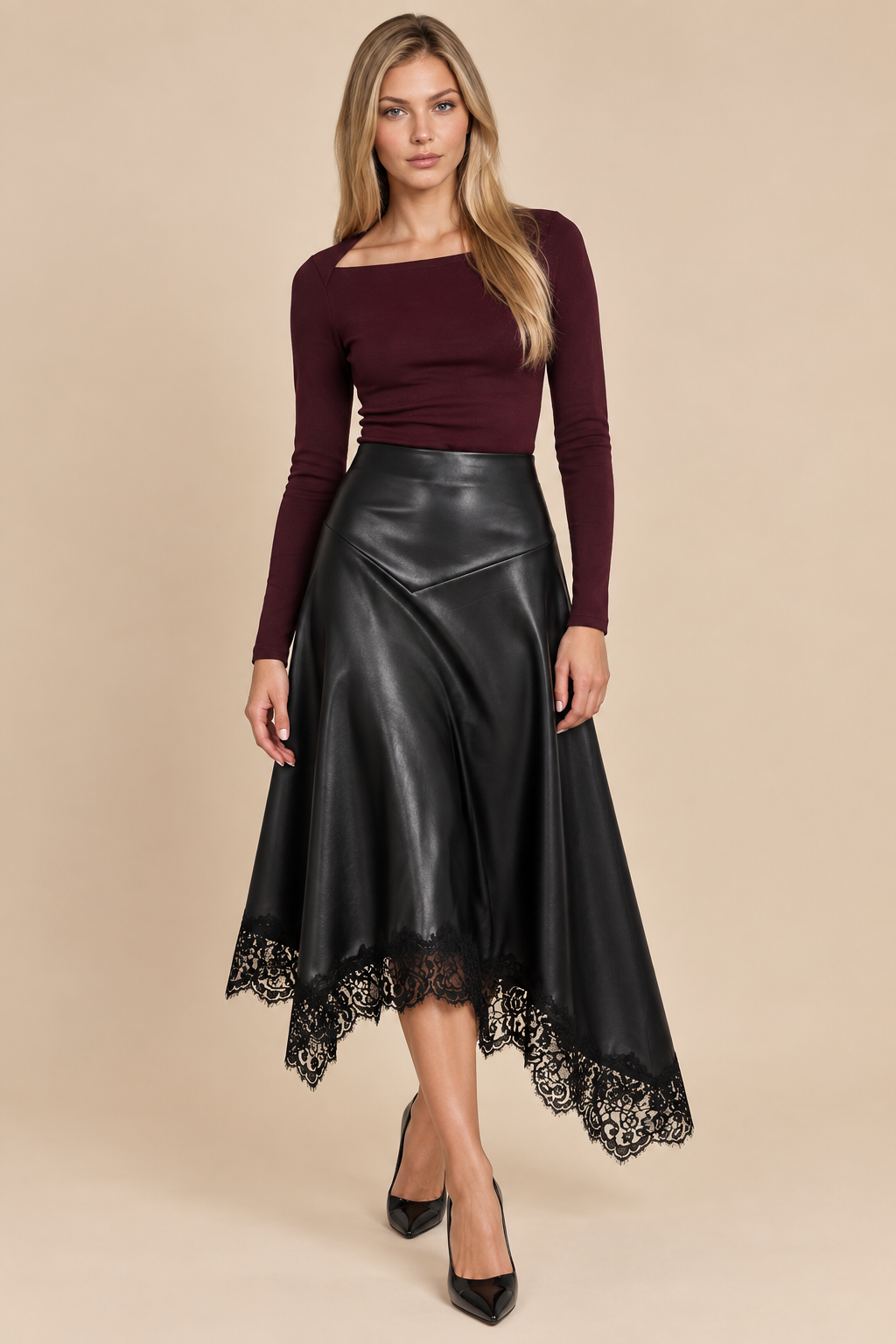 Amanda Faux leather Black Skirt