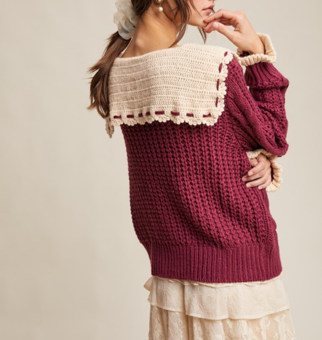 Melanie Cranberry Sweater
