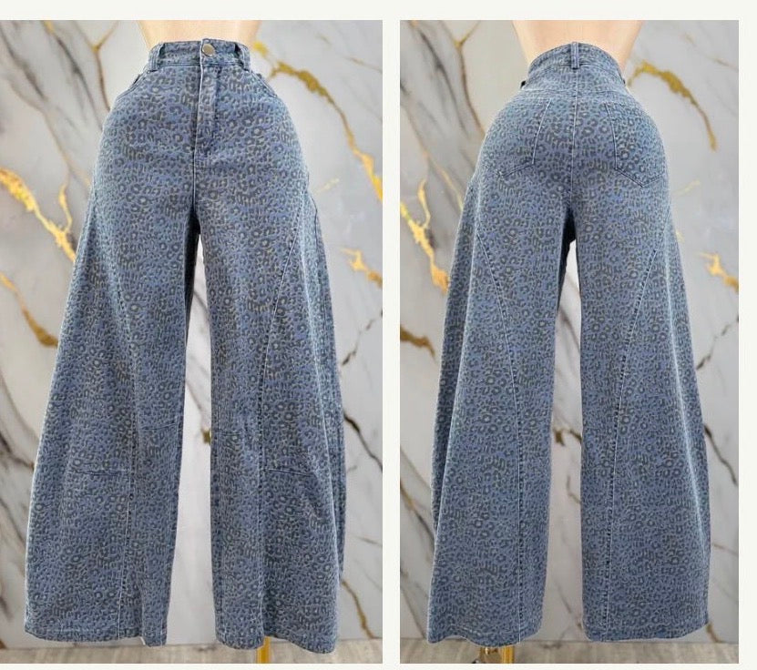 Animal print Denim Blue Jeans