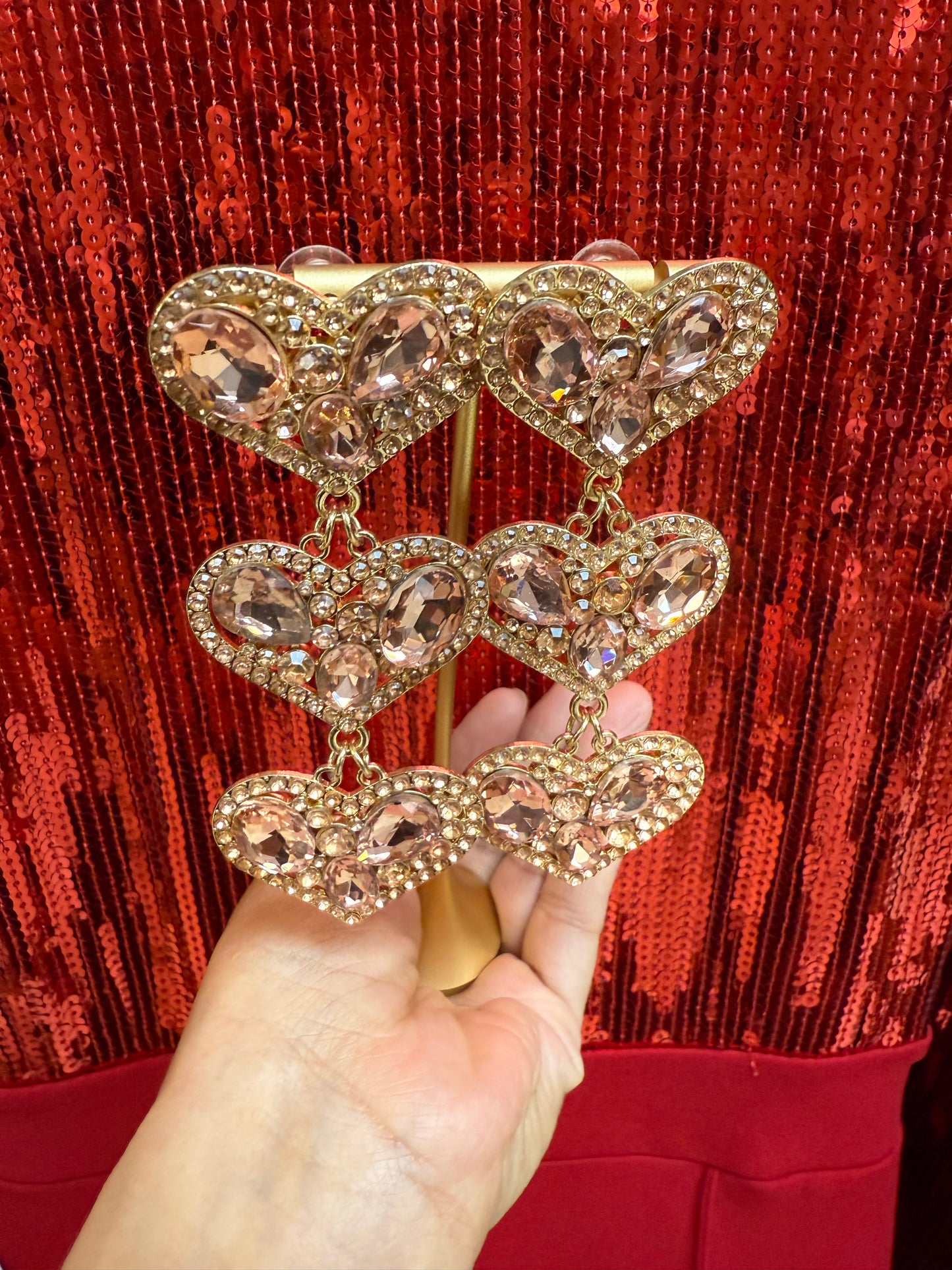 Rose Gold Zirconia Large Earrings