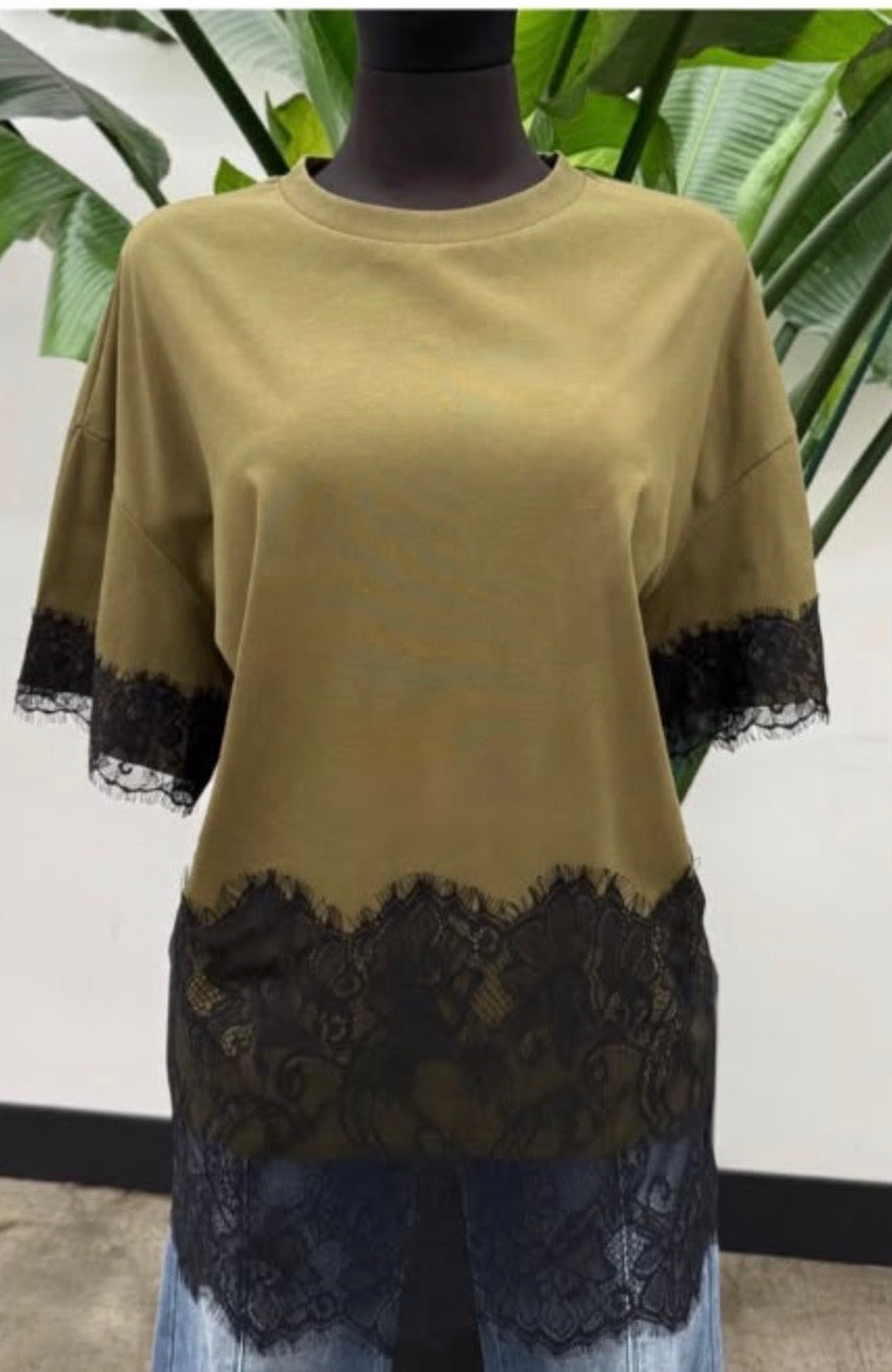 Andrea Brown Lace Blouse