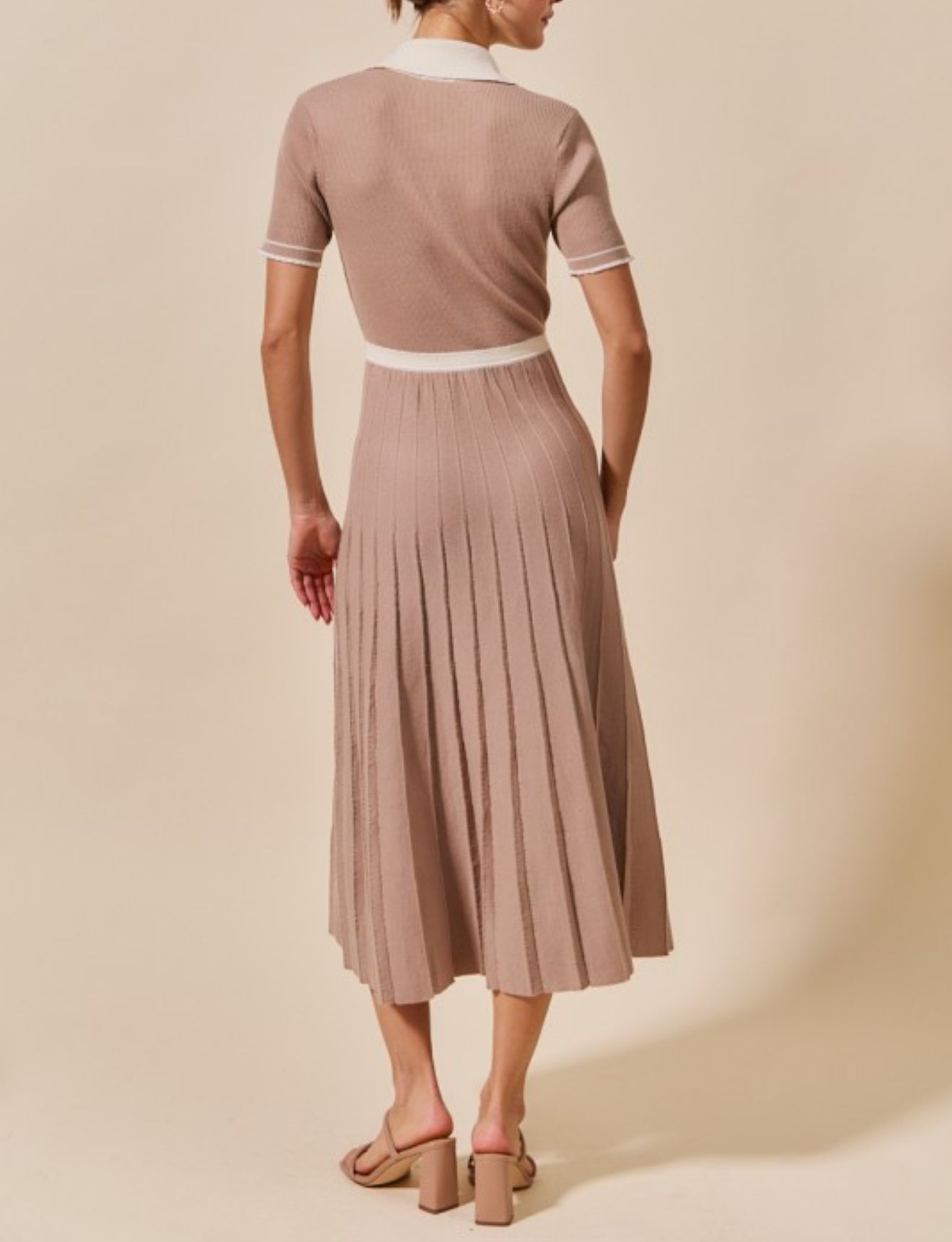 Amelia Taupe Sweater Midi Dress