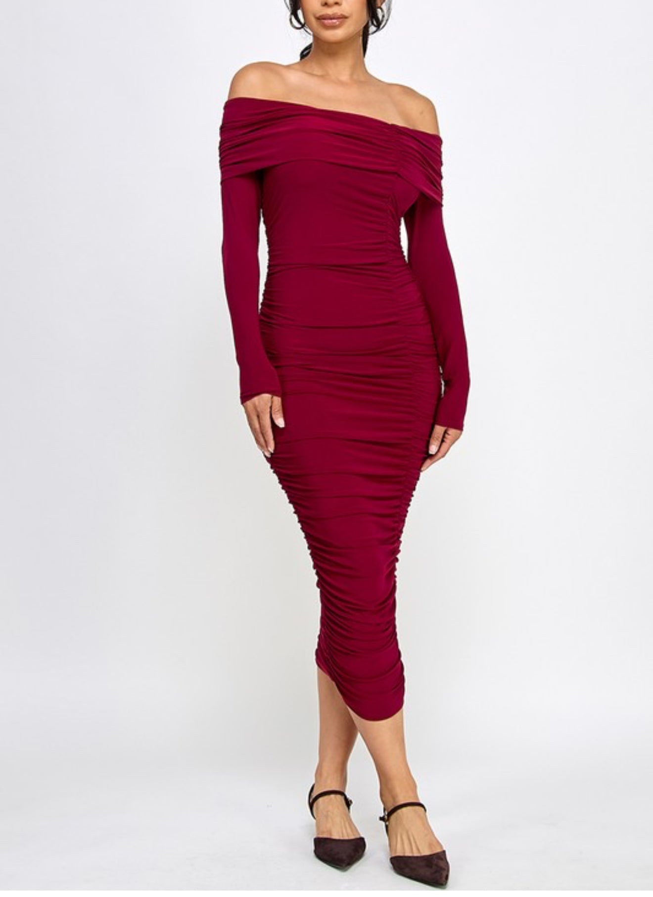 Vanessa Ruched Midi Dress