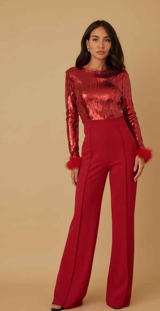 Marisela Sequin Red Jumpsuit