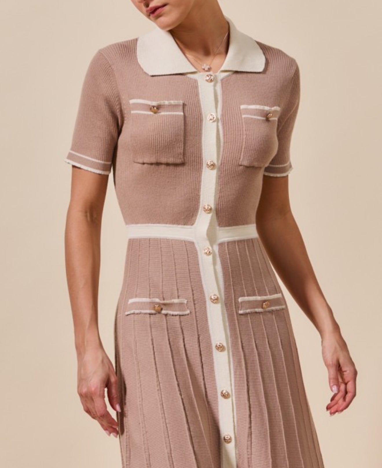 Amelia Taupe Sweater Midi Dress