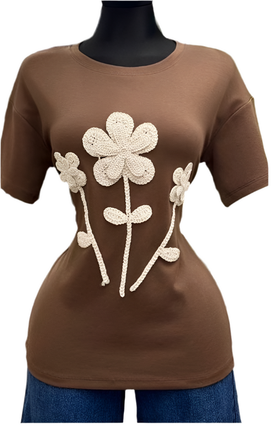 Brown Floral Top