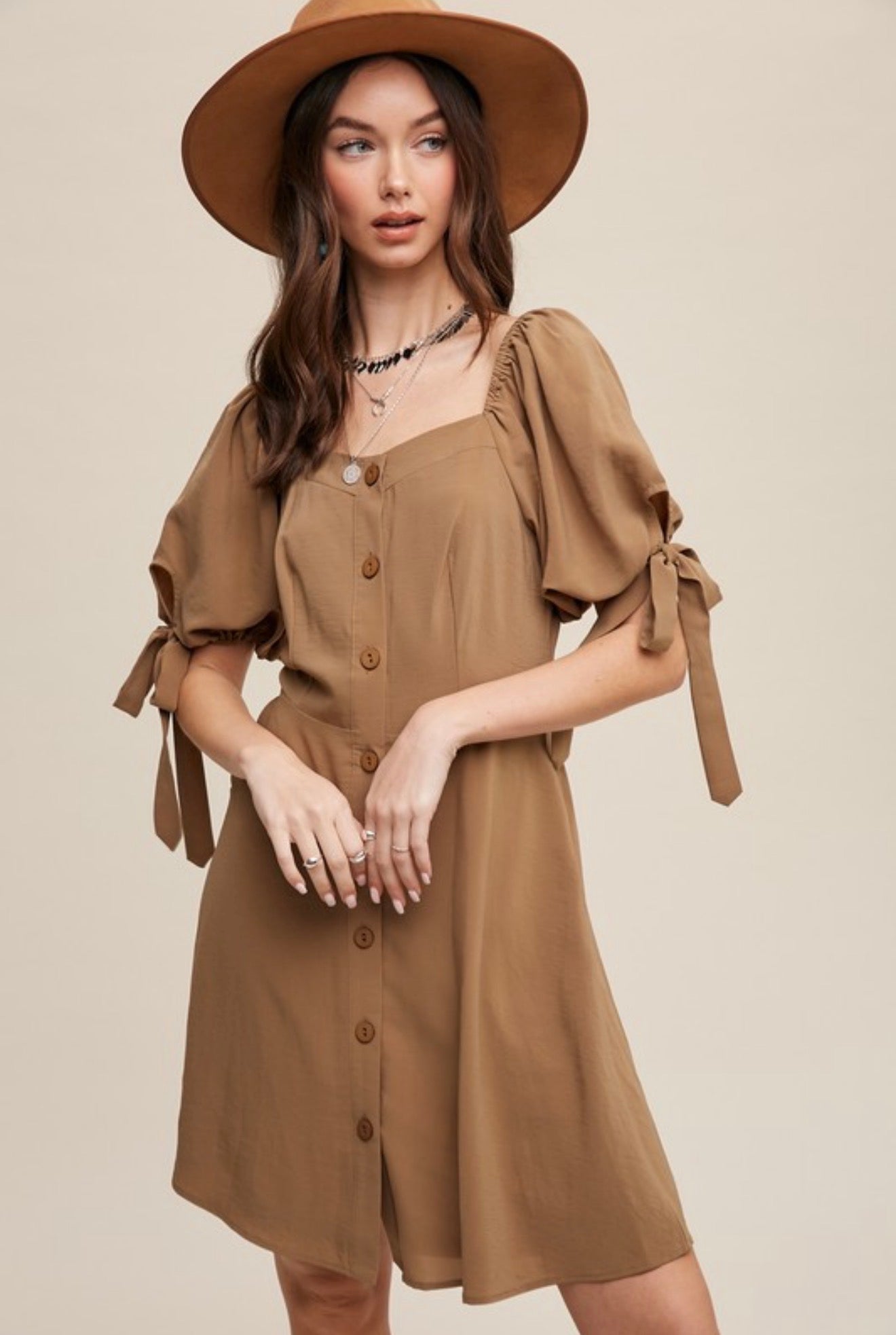 Caramelo Puff Sleeve Dress
