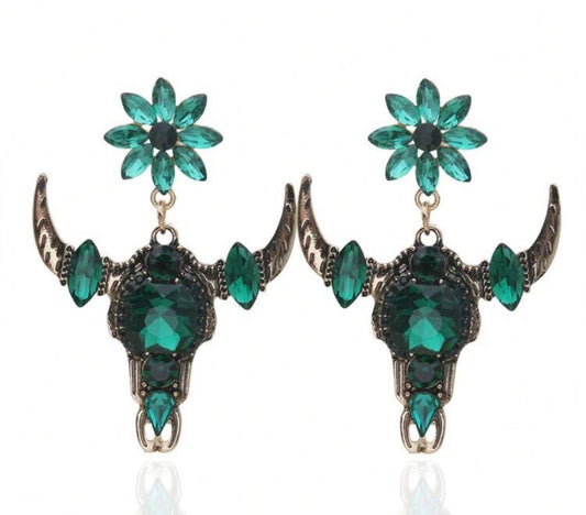Longhorn Green Zirconia Earrings