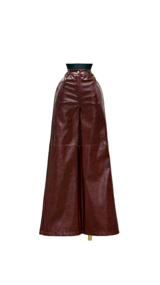 Camila Wine Leather Pant