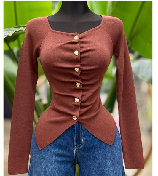 Amalia Sweater Blouse Brown