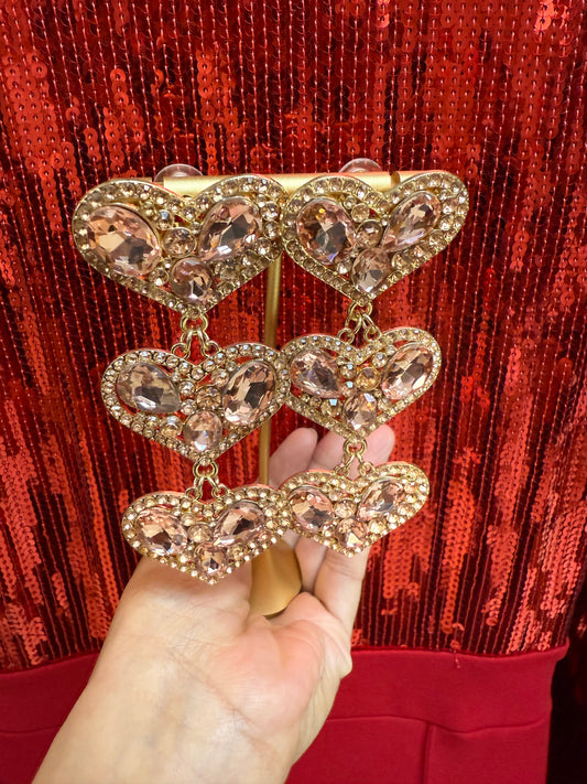 Rose Gold Zirconia Large Earrings