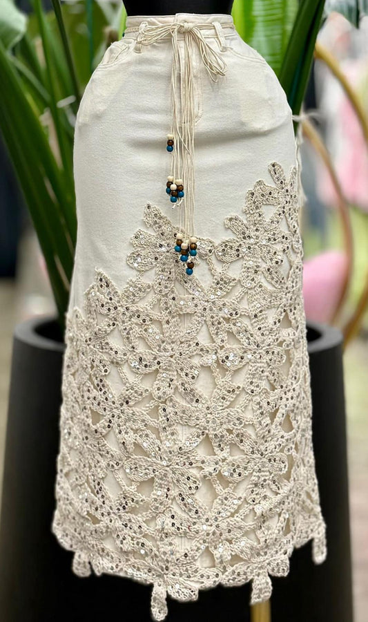 Embroidery Denim Skirt