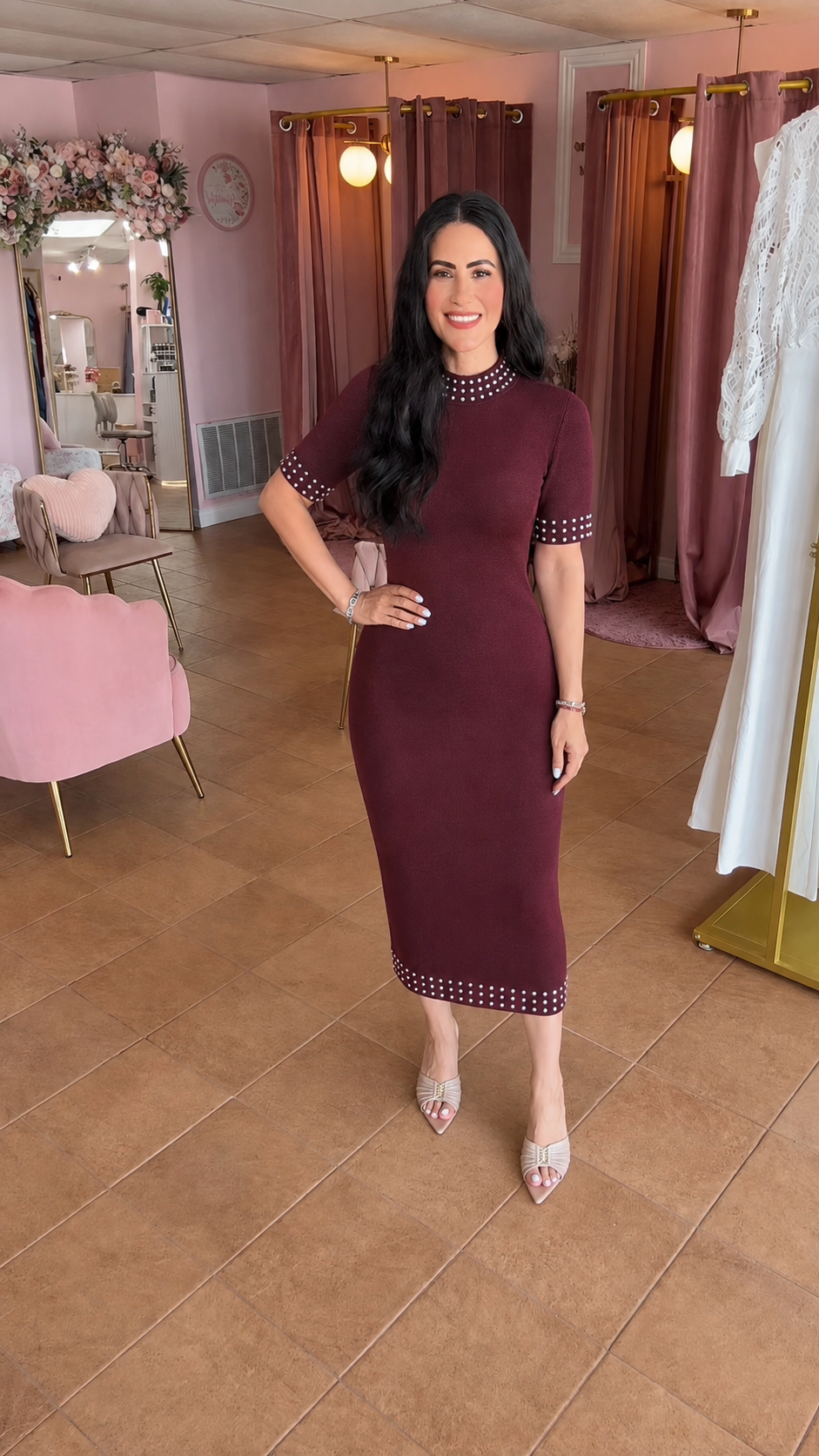Clementina Burgandy Maxi Dress