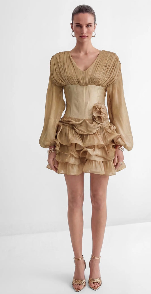Beatriz Gold Ruffle mini dress