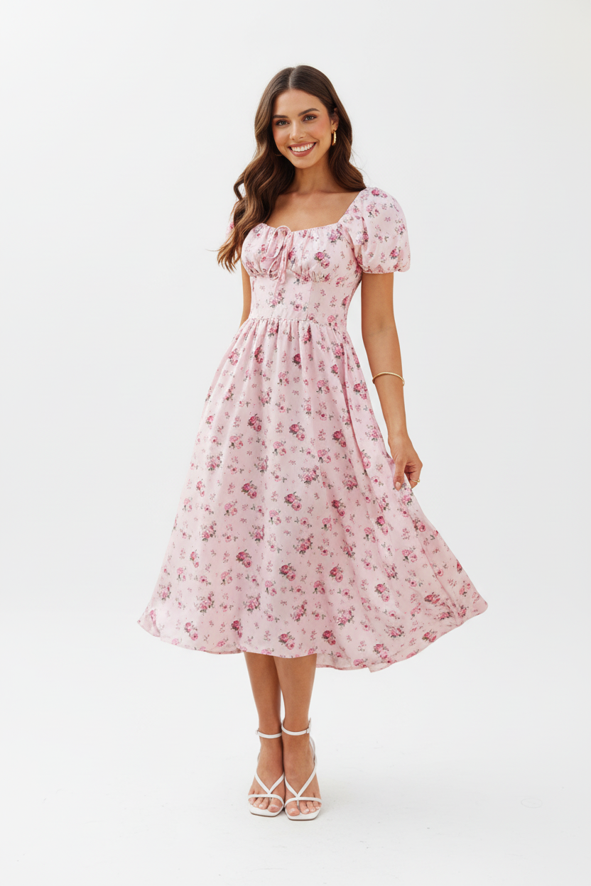 Ariel Puff Sleeves Maxi Dress