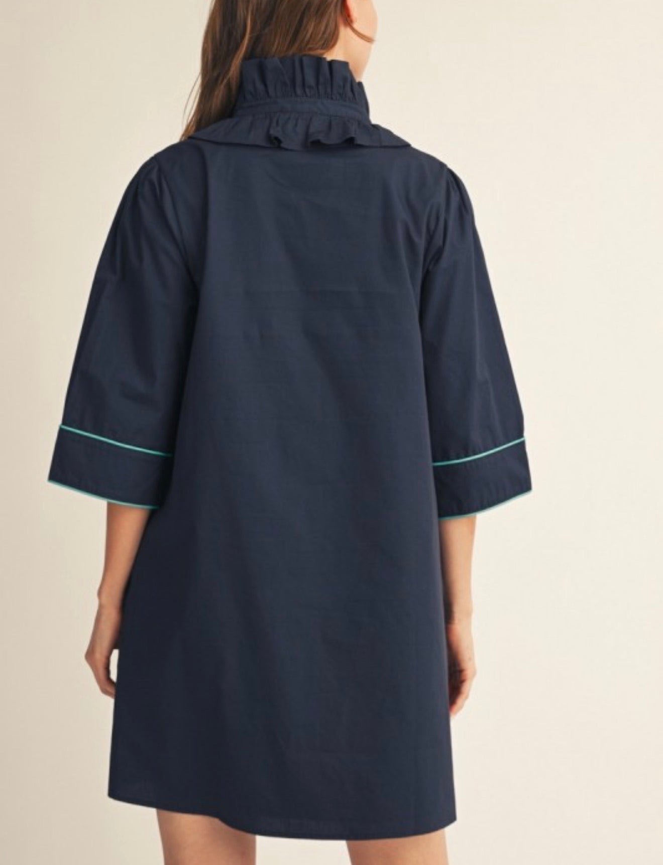 Tania Blue Embroidery Mini Dress