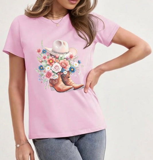 Flowers Boots Blouse