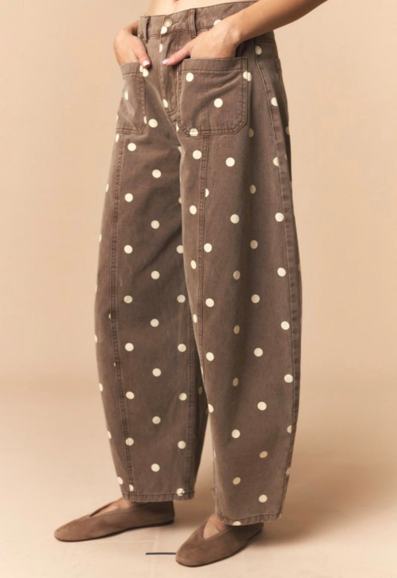 Barrel Brown Polka Dots Jeans