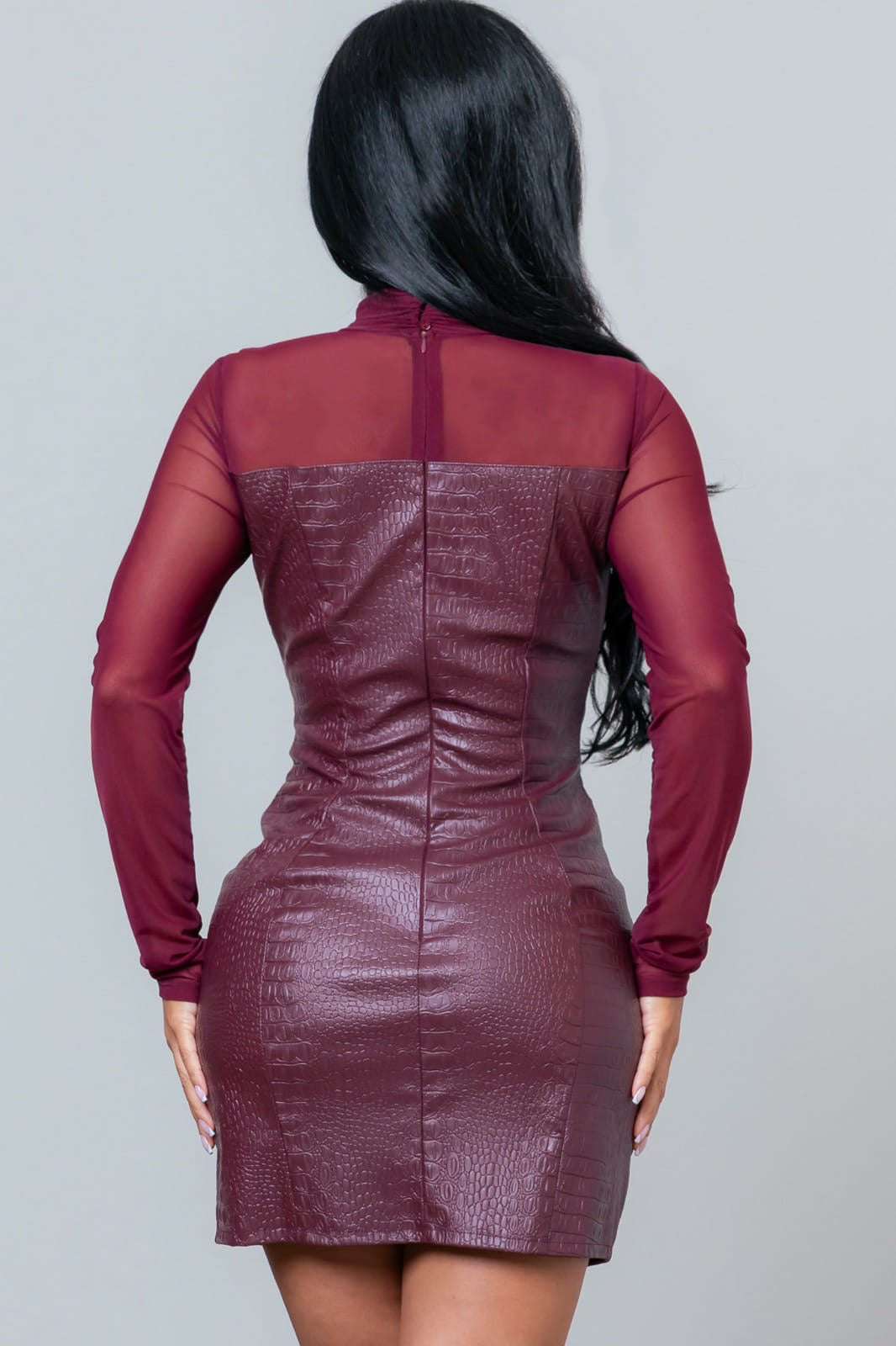Erika Wine Faux leather Dress