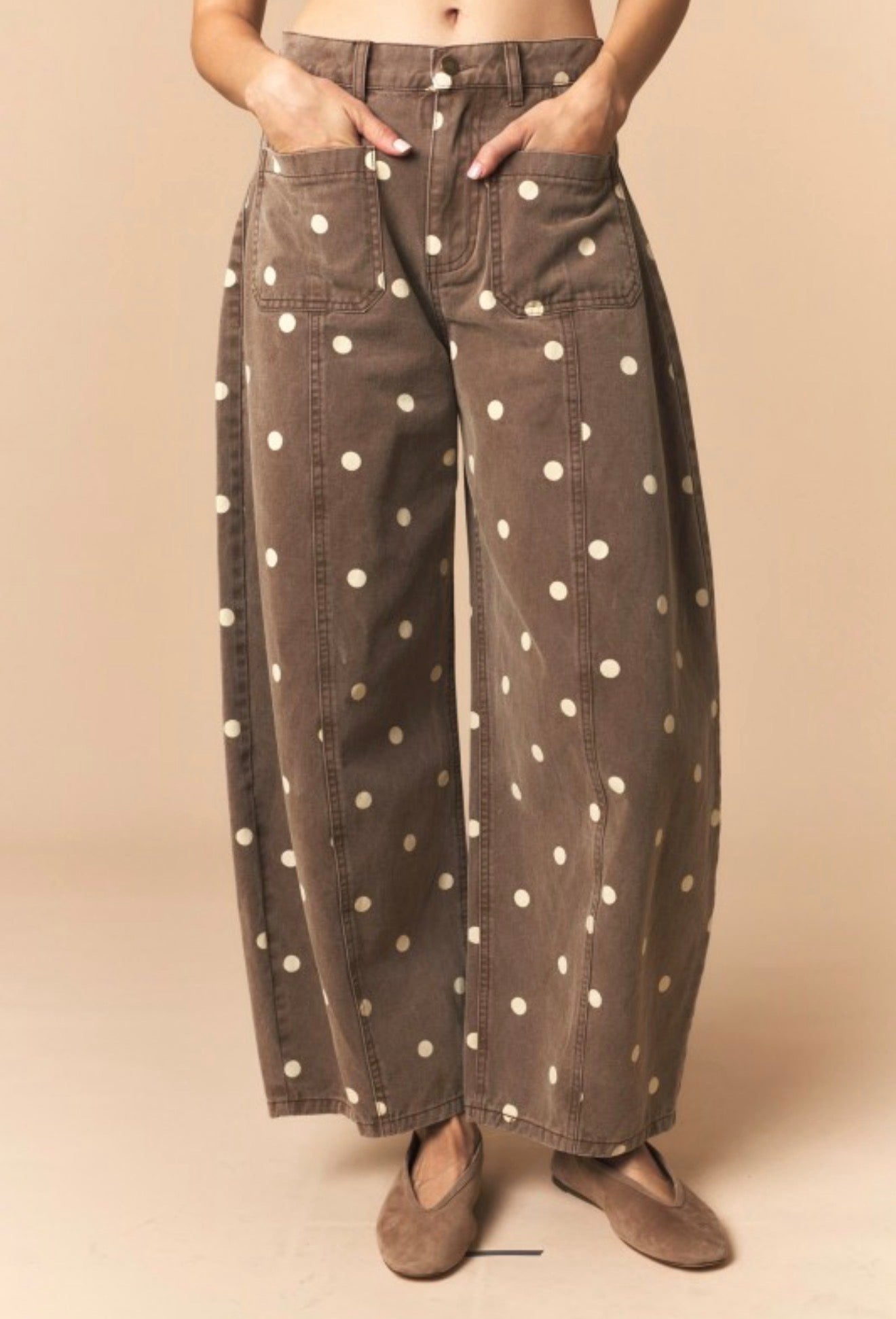 Barrel Brown Polka Dots Jeans