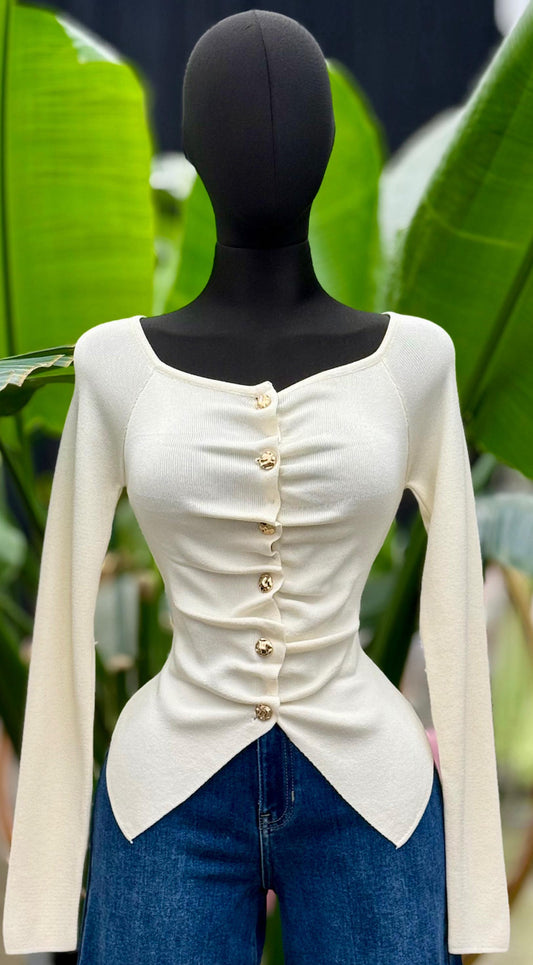 Amalia Sweater Blouse Cream color
