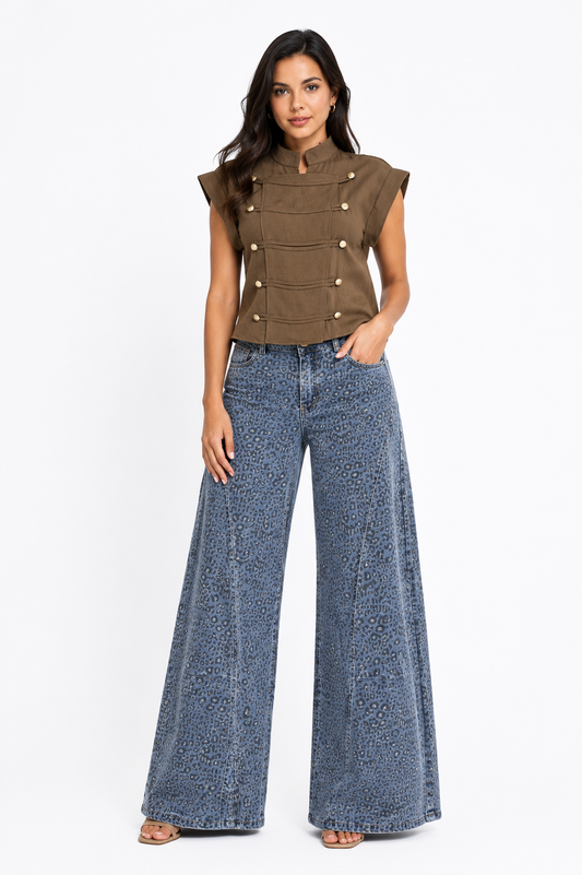 Animal print Denim Blue Jeans