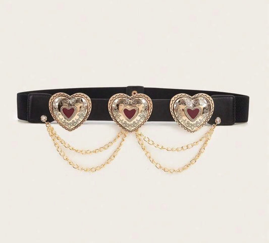 Black and Gold Hearts Belt