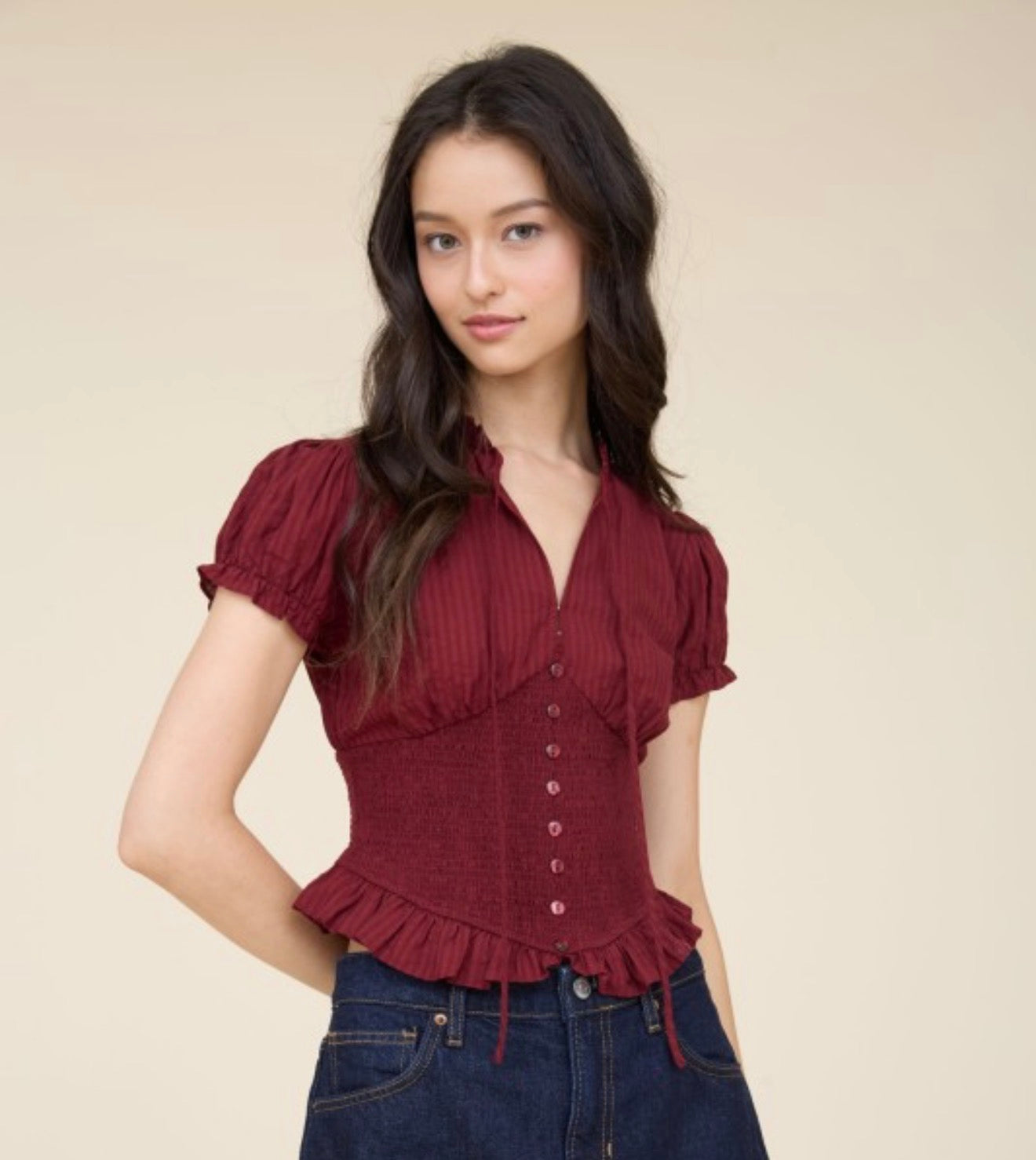 Romina Burgandy Blouse