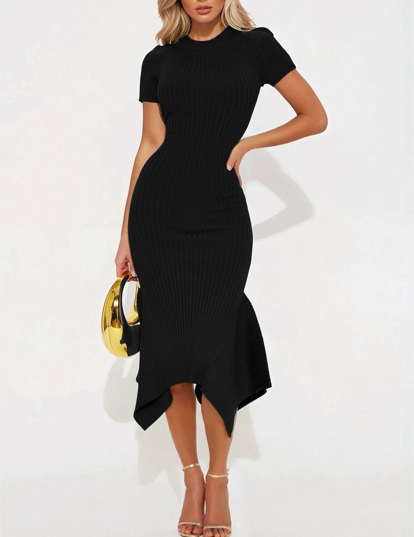 Penelope Black Sweater Midi Dress