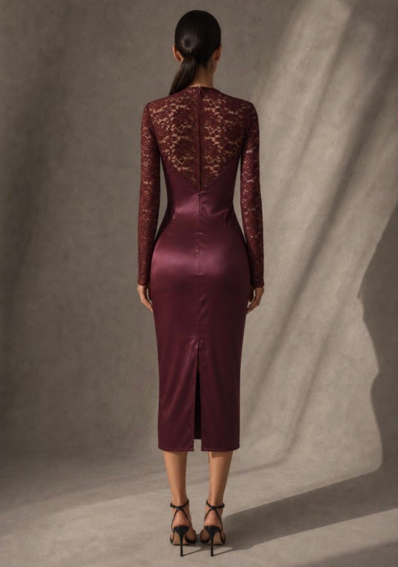 Guadalupe Wine Color Midi Dress