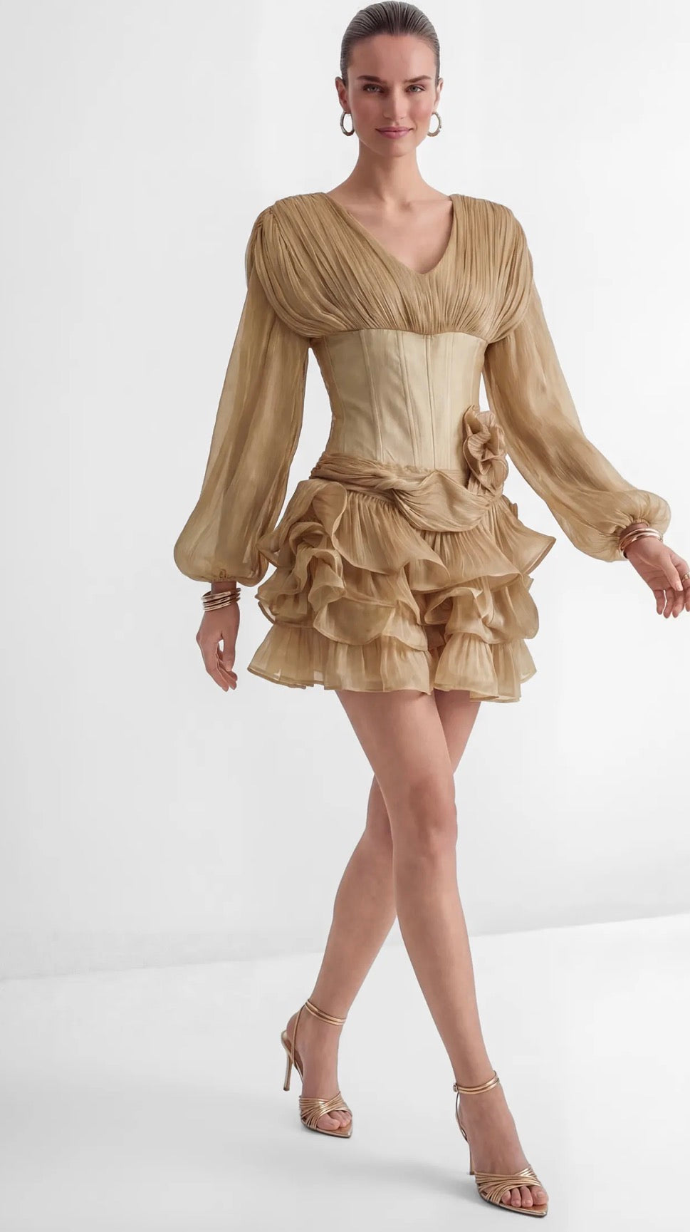Beatriz Gold Ruffle mini dress