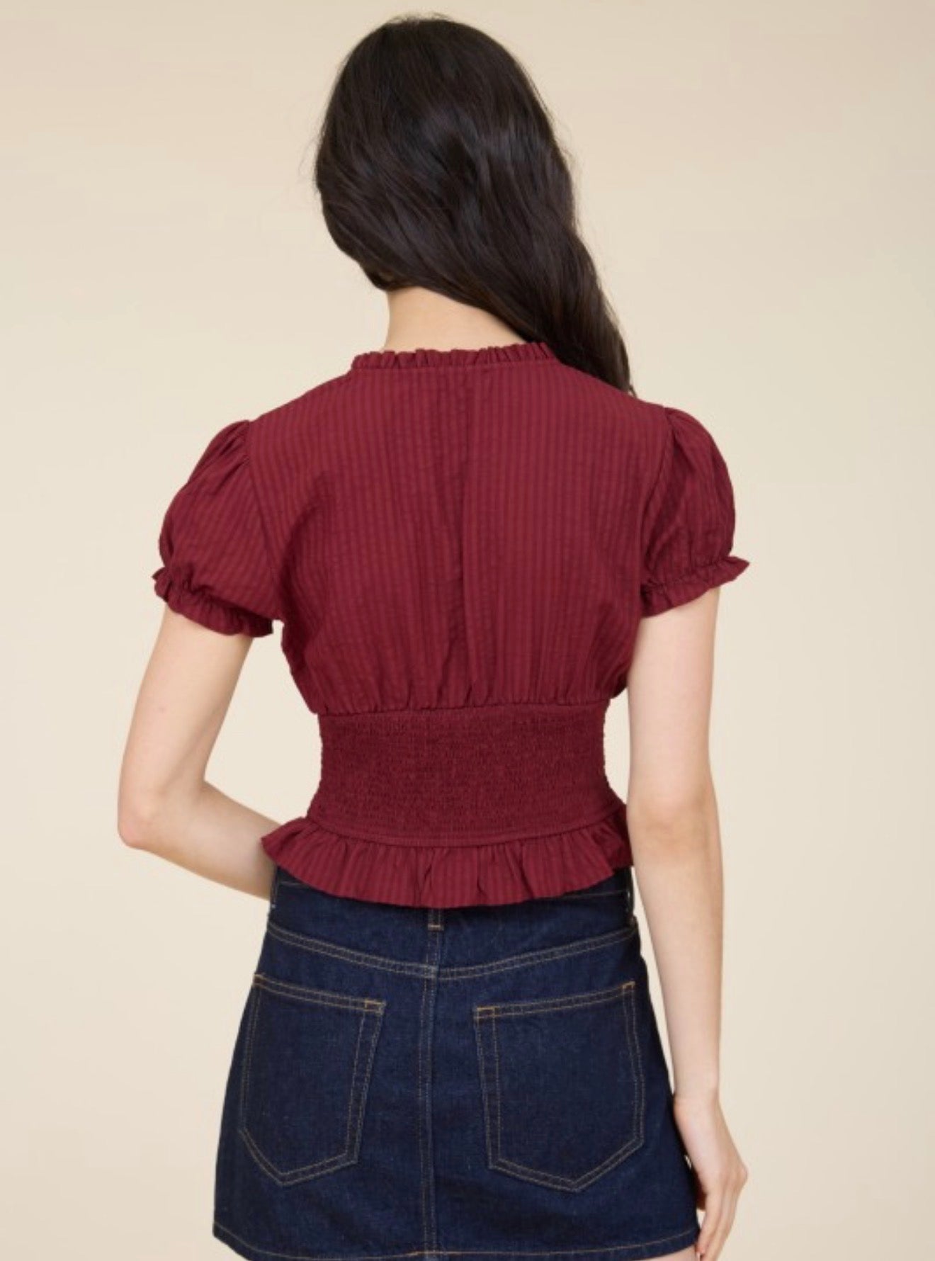 Romina Burgandy Blouse