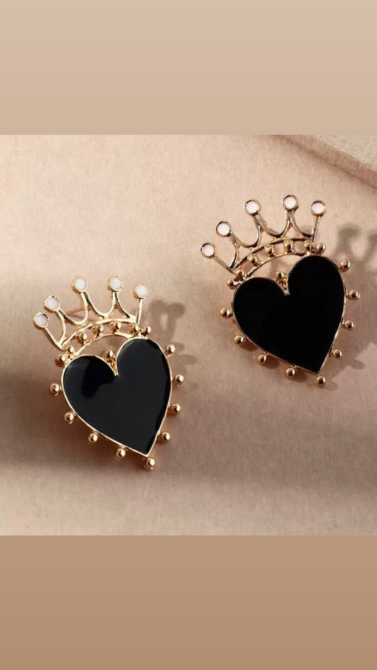 Coqueta Hearths Black Earrings