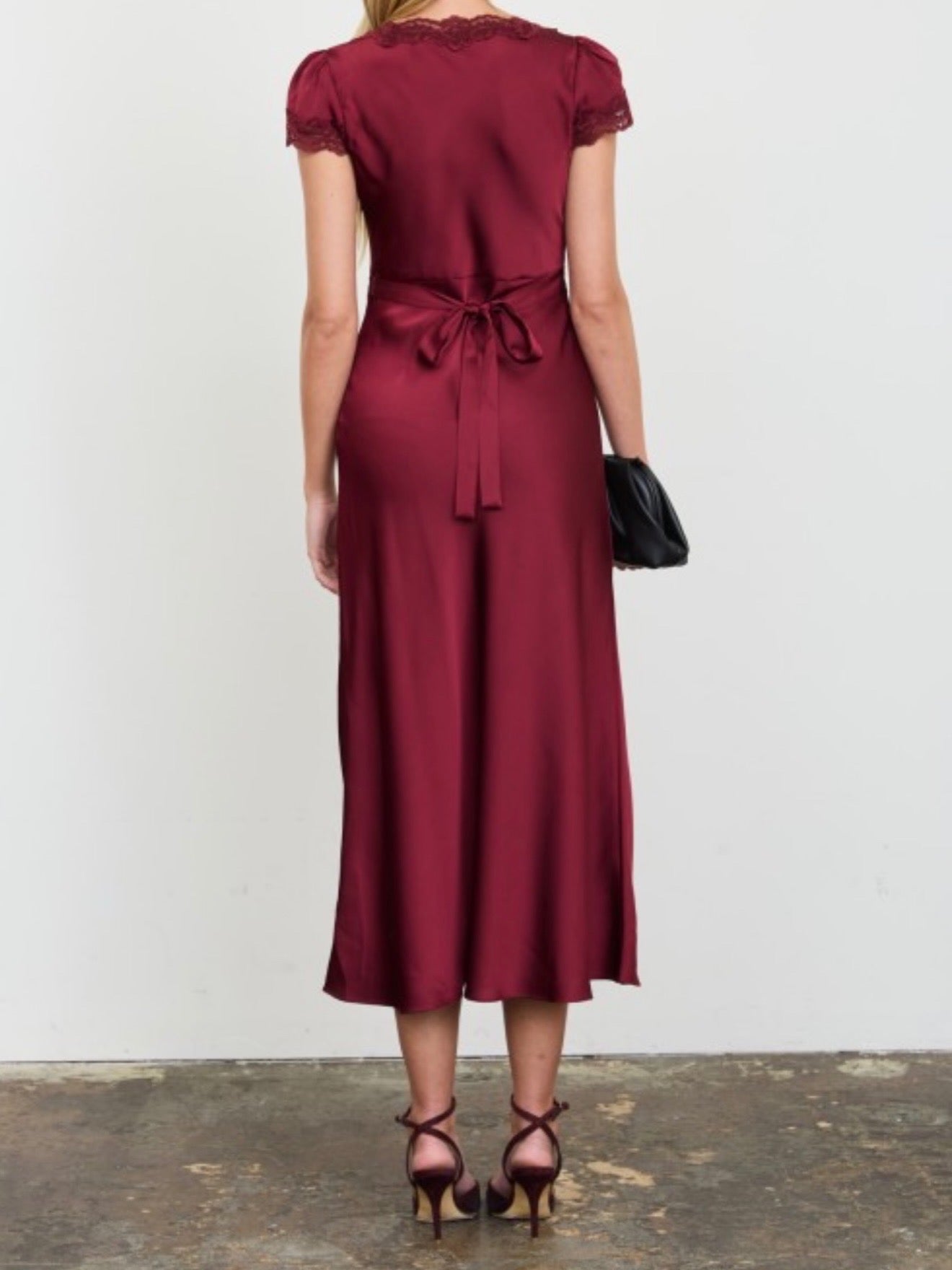 Belinda Wine Satin Maxi Dress