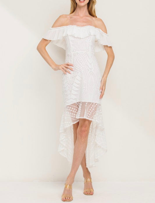 Glenda White lace Dress