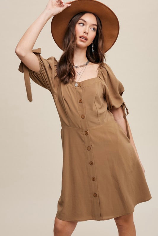 Caramelo Puff Sleeve Dress
