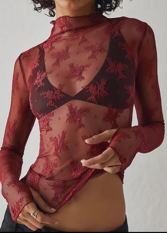 Coqueta Wine lace top