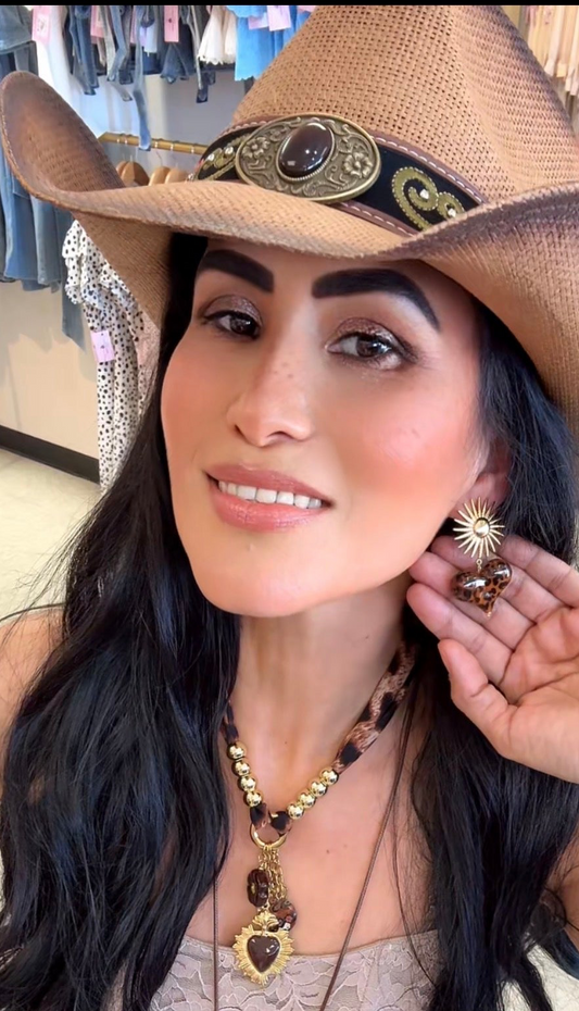 Print Brown Earring