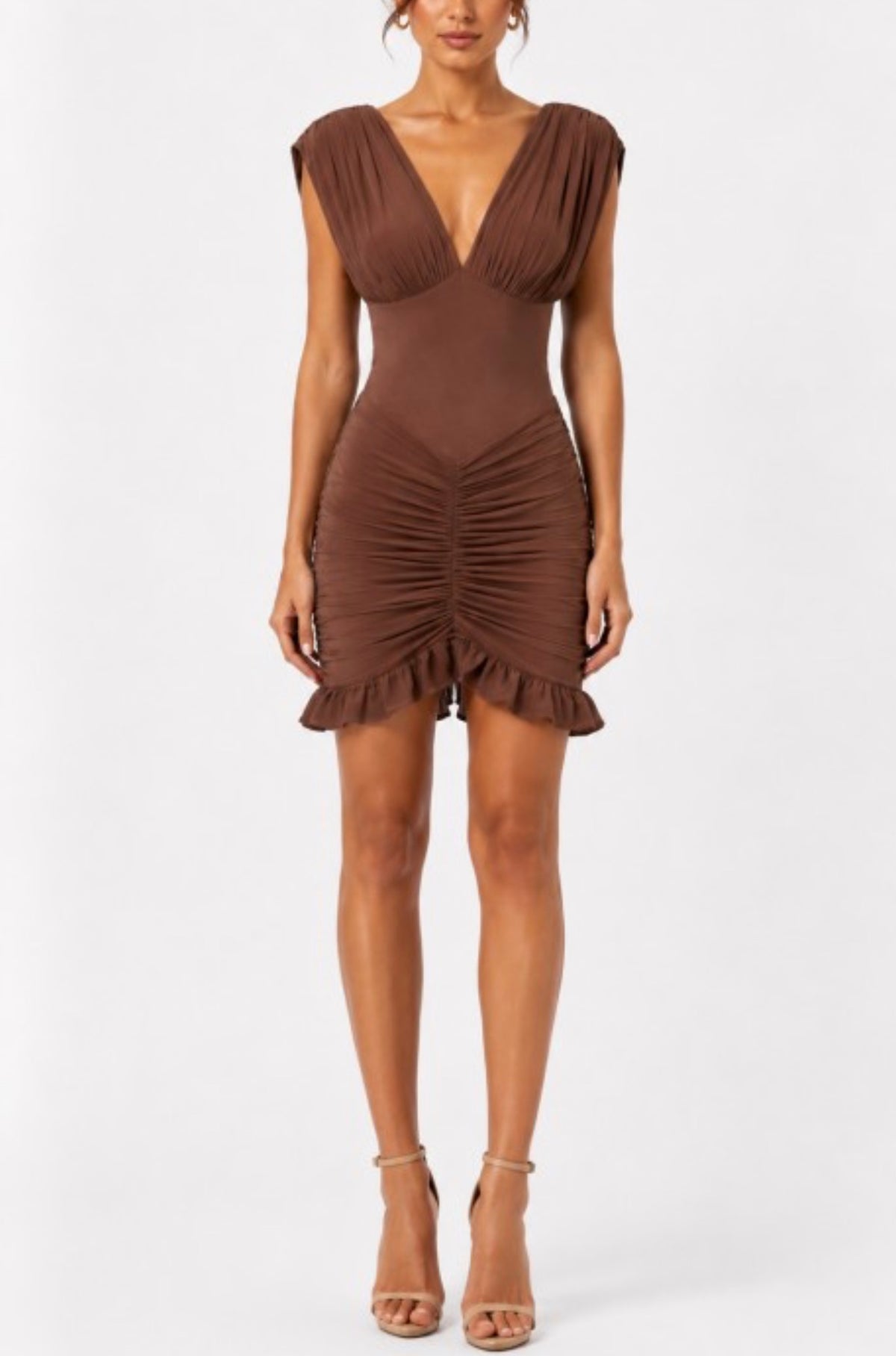 Valencia Marsala Color Mini Dress