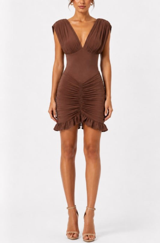 Valencia Marsala Color Mini Dress