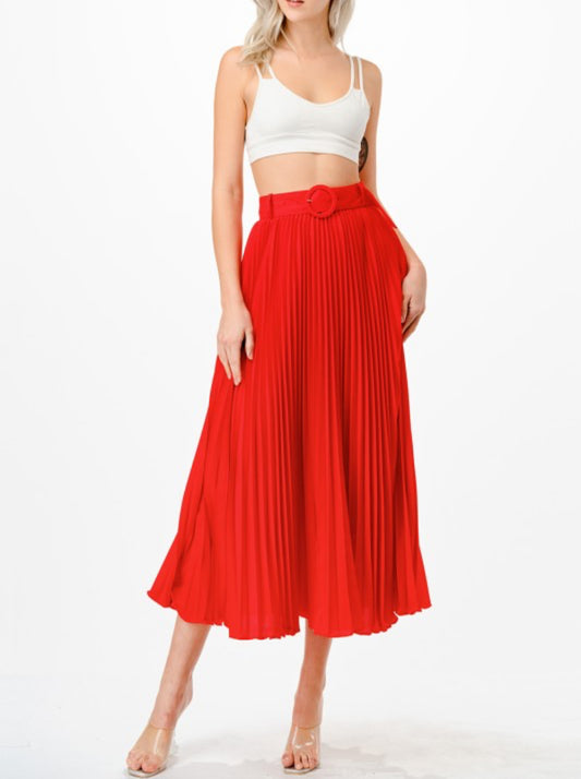 Red Tomato Platted Skirt