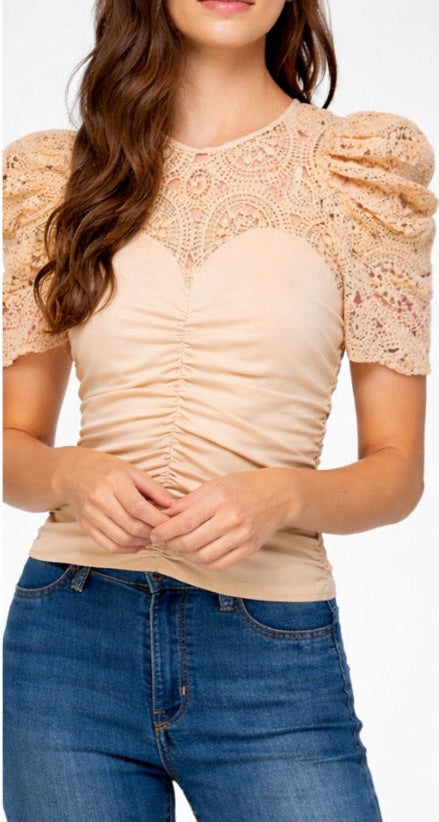 Lace Puff Sleeve Blouse