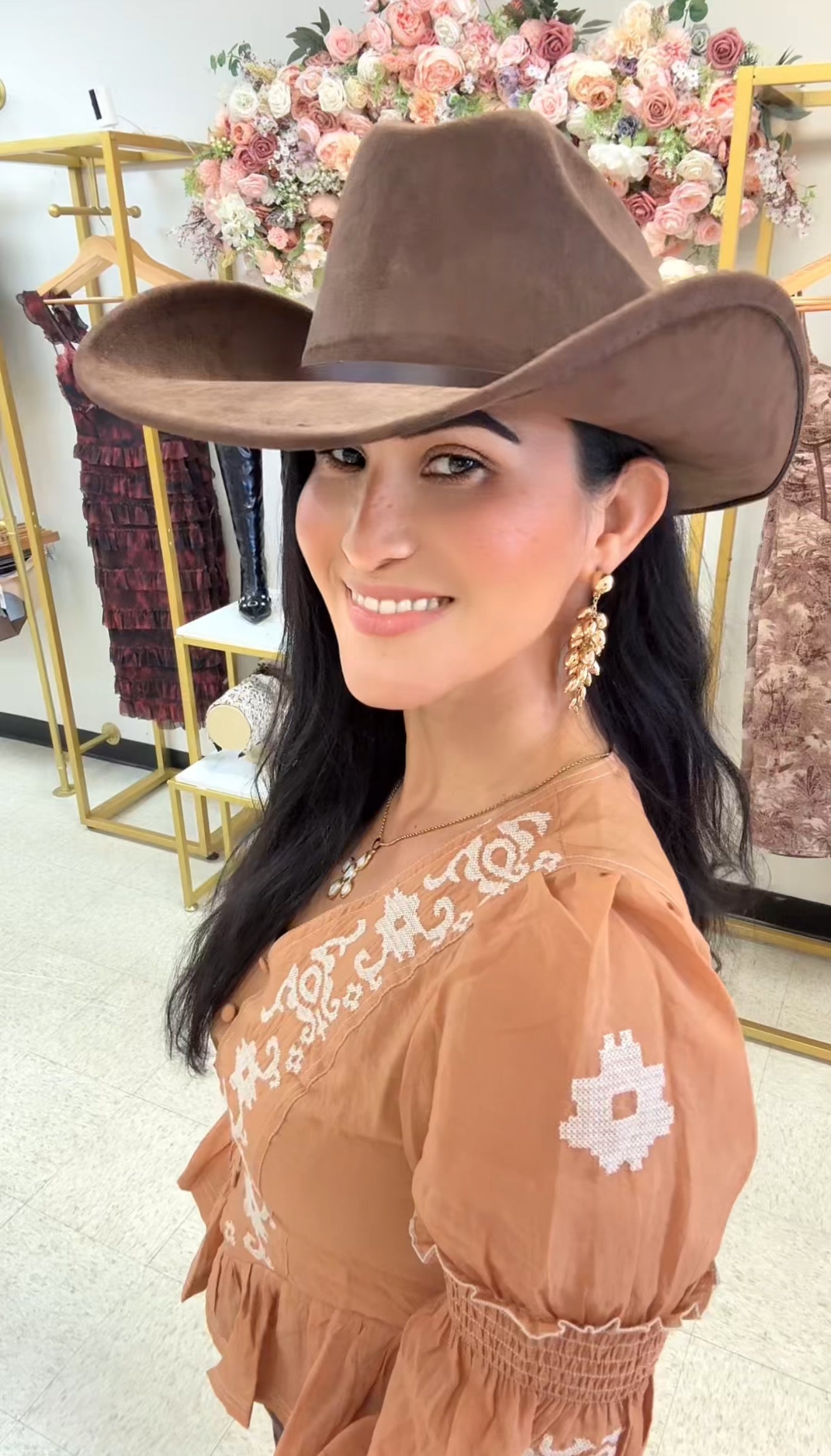 Dark Brown Cow Girl Hat