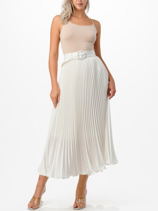 Off White Platted Skirt